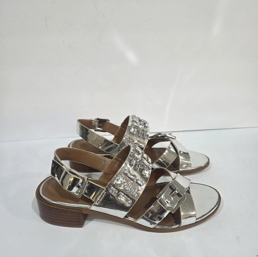 Zara Silver Embellished  Sandals Sz.38 - Picture 2 of 7